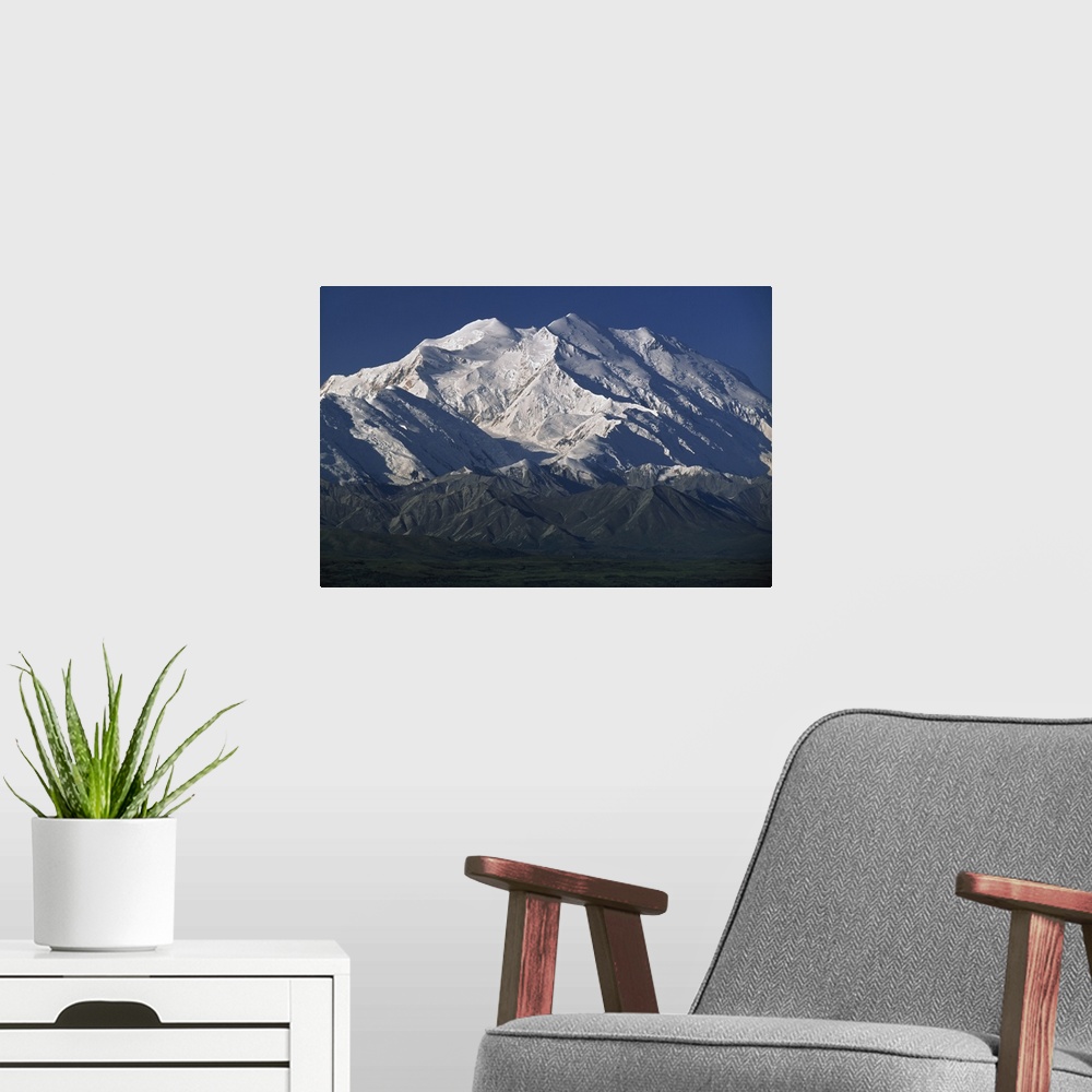 A modern room featuring Snow-Capped Mount Mckinley, Alaska