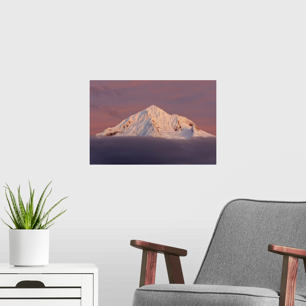 A modern room featuring 24 Nov 2009, Oregon, USA --- Snow on Mt. Hood in the Oregon Cascades --- Image by  Craig Tuttle/C...