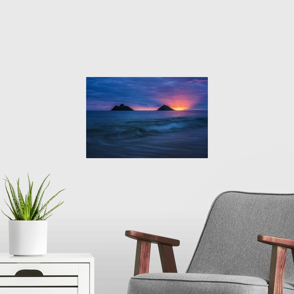 A modern room featuring Sunrise over Lanikai Beach; Oahu, Hawaii, United States of America