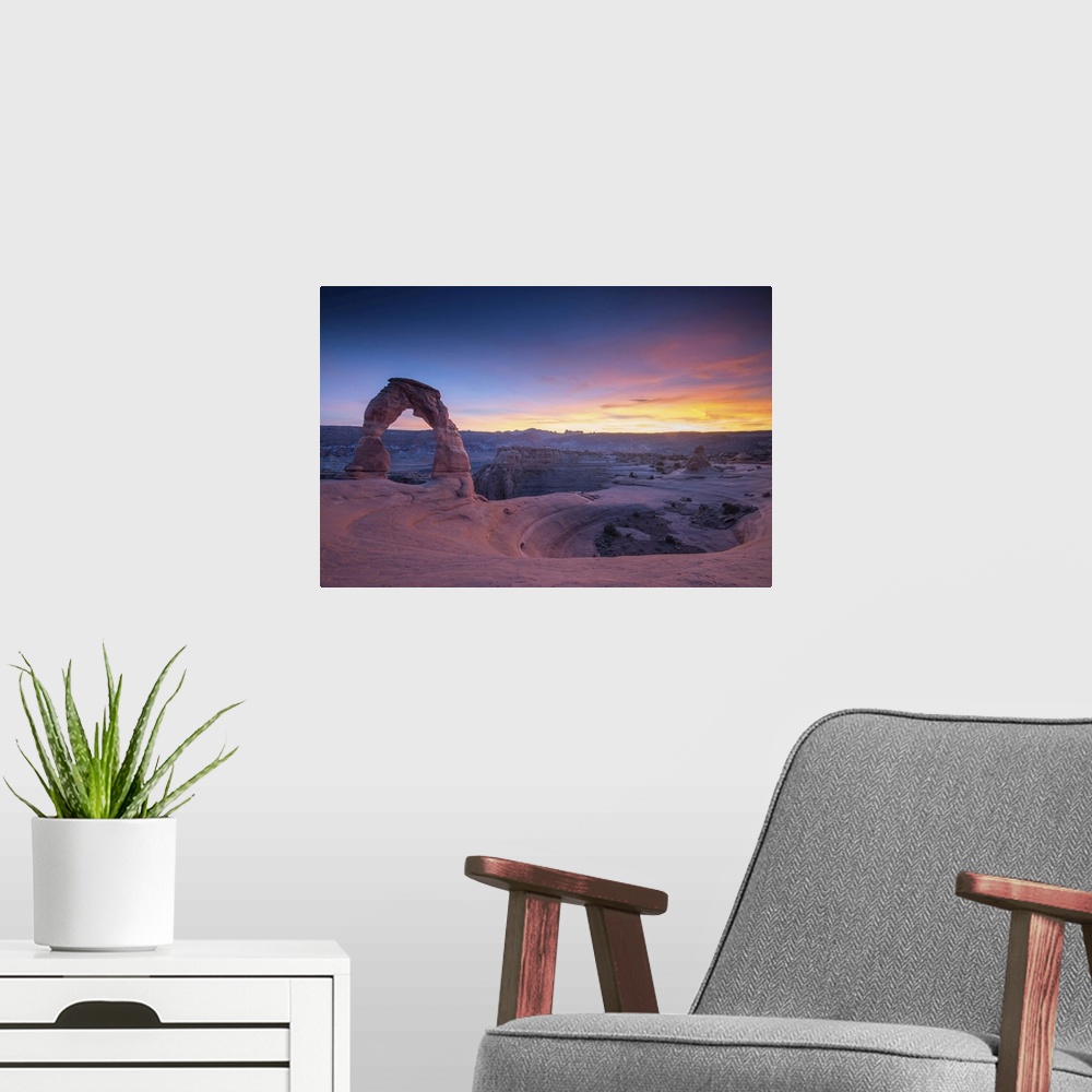 A modern room featuring Sunset at Delicate Arch, located in Arches National Park, Utah