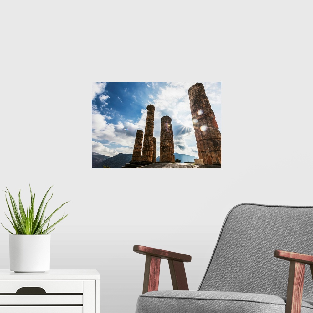 A modern room featuring Temple of Apollo. Delphi, Greece.