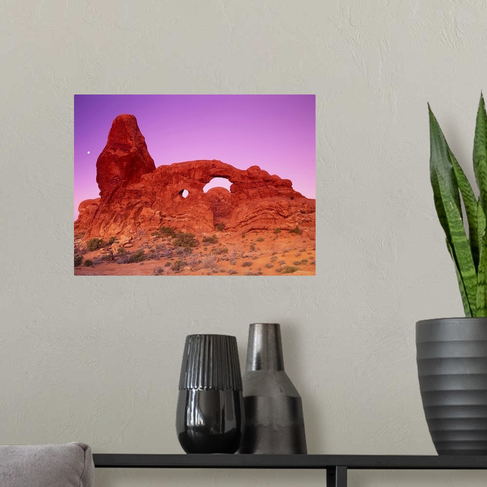 A modern room featuring Turret Arch at Dawn Arches National Park Utah