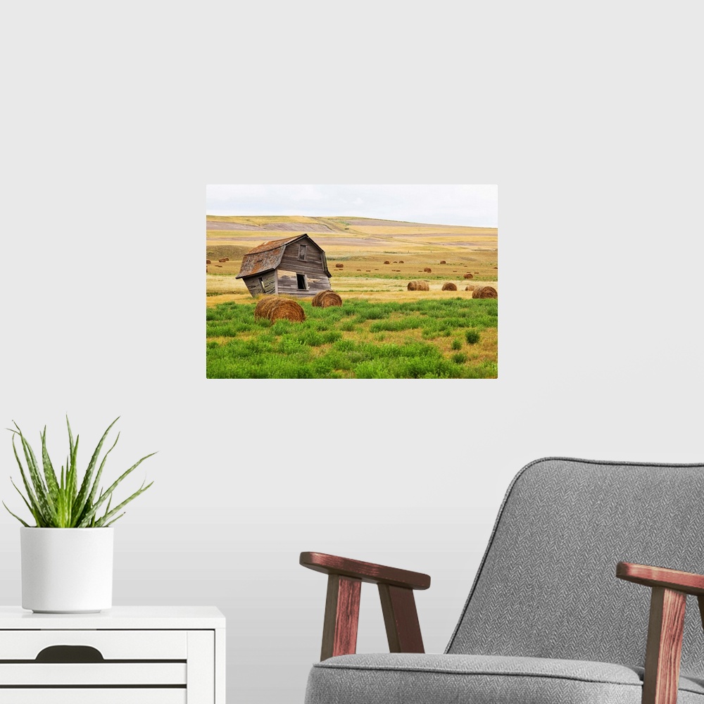 A modern room featuring Twisted Barn On Canadian Prairie, Big Muddy Badlands, Saskatchewan, Canada