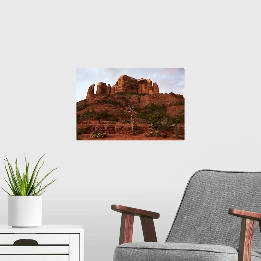 A modern room featuring View of towering sandstone butte; Sedona, Arizona, United States of America