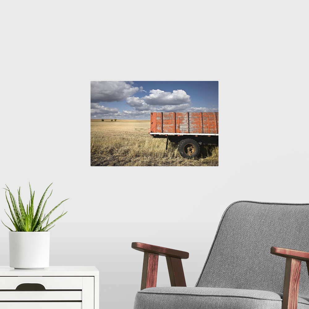 A modern room featuring Weather-Beaten Farm Truck In Field, Saskatchewan, Canada