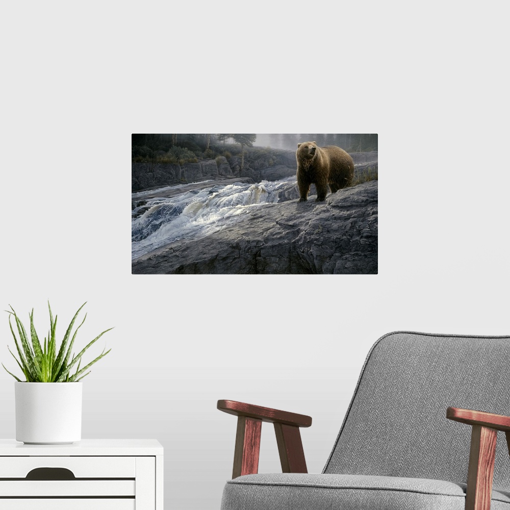 A modern room featuring Rocky Cascade - Grizzly