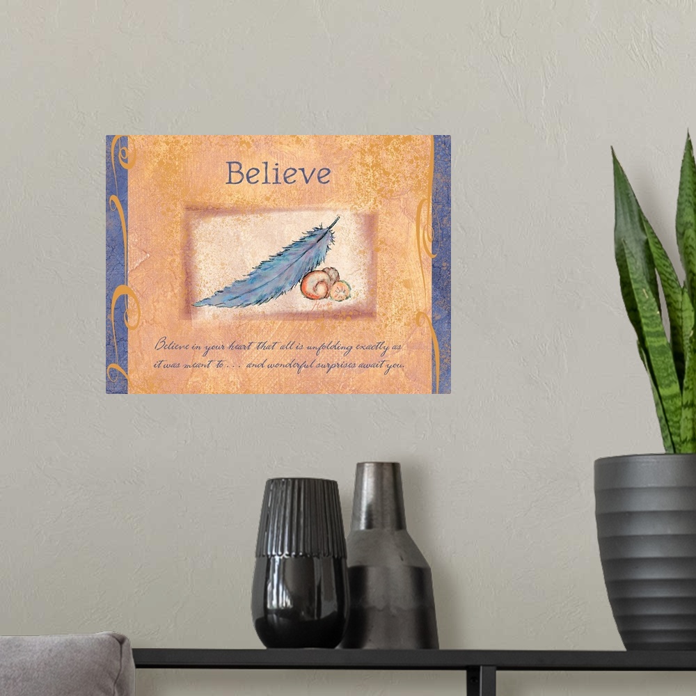 A modern room featuring Believe Inspirational Print