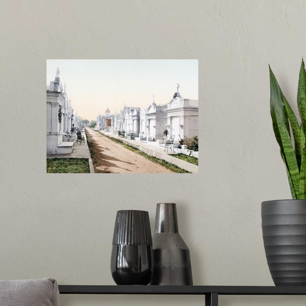 A modern room featuring Metairie Cemetary New Orleans Louisiana Vintage Photograph