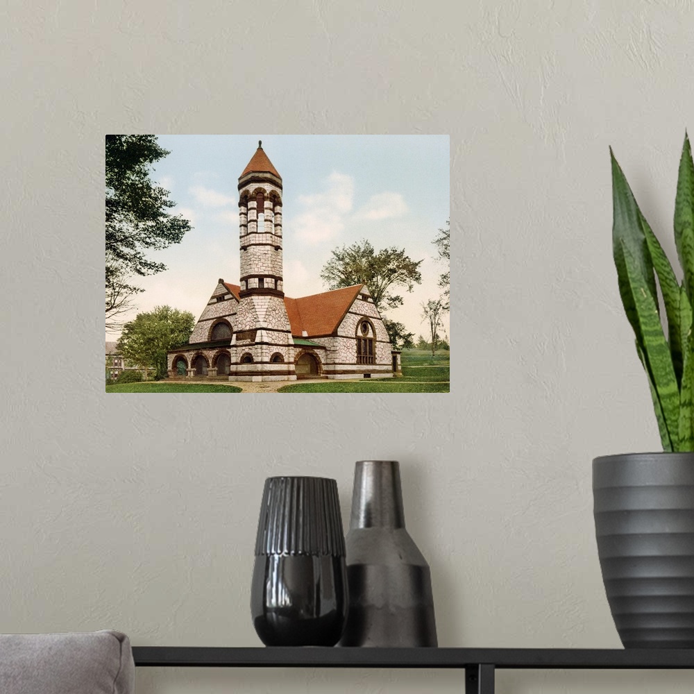 A modern room featuring Rollins Chapel Dartmouth College New Hampshire Vintage Photograph