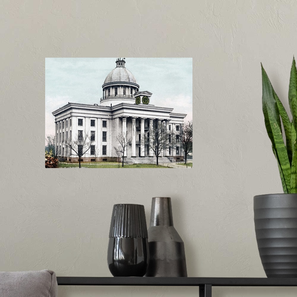 A modern room featuring State Capitol Montgomery Alabama Vintage Photograph