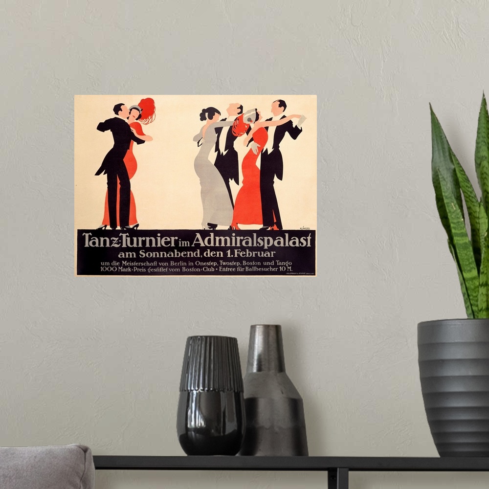 A modern room featuring Vintage Dance Poster