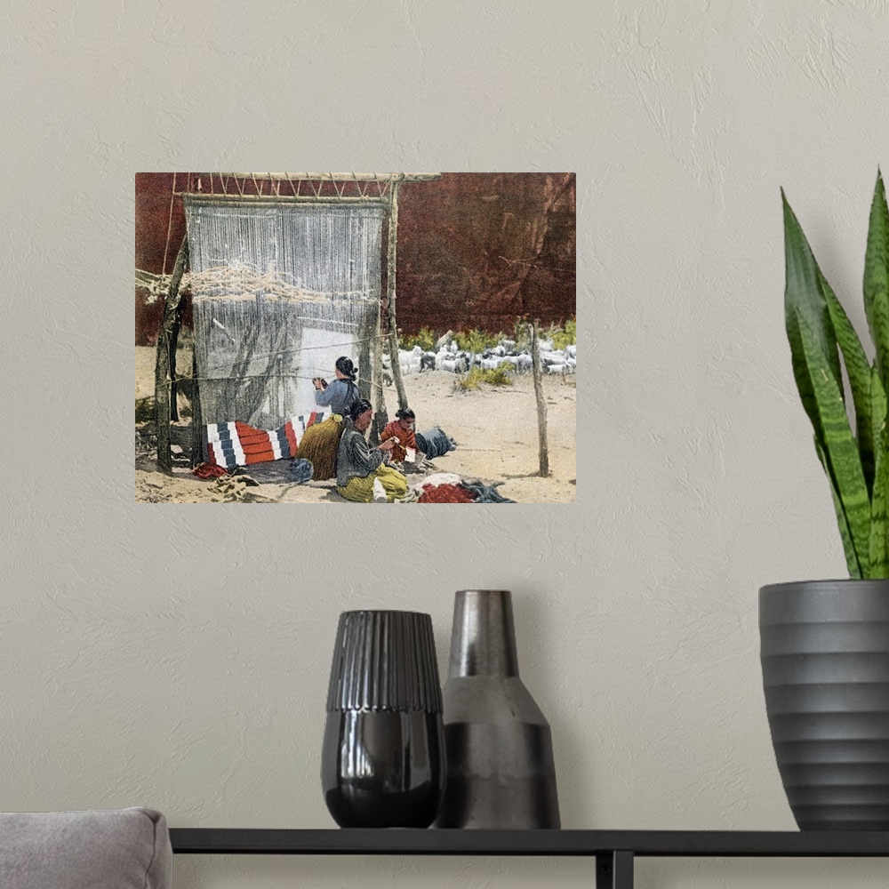 A modern room featuring The Complete Story of a Navajo Blanket Canyon de Chelly Arizona Vintage Photograph
