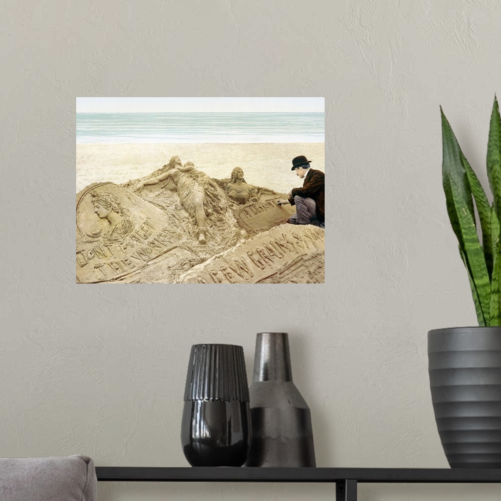 A modern room featuring The Sandman Atlantic City New Jersey Vintage Photograph