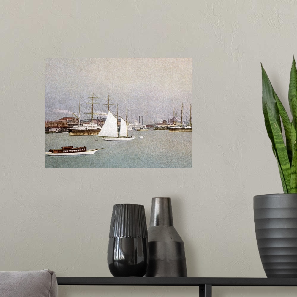 A modern room featuring The Water Front Mobile Alabama Vintage Photograph