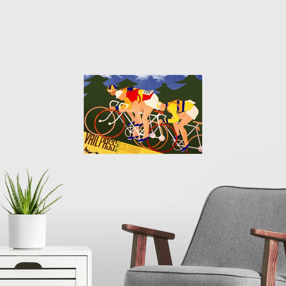 A modern room featuring Vintage Cycling Poster