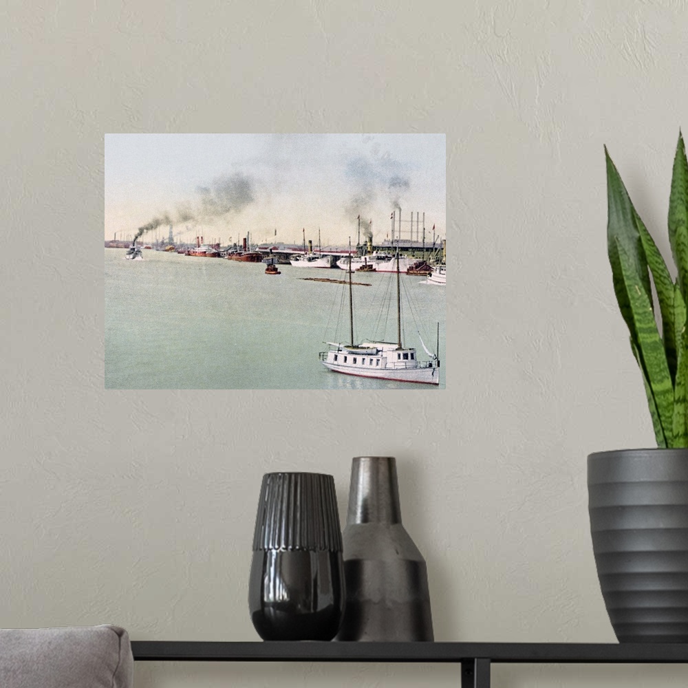 A modern room featuring Water Front Mobile Alabama Vintage Photograph