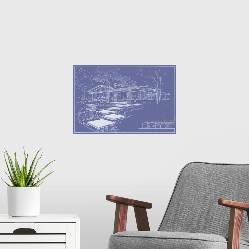 A modern room featuring 301 Cypress Dr. Blueprint - Inverse