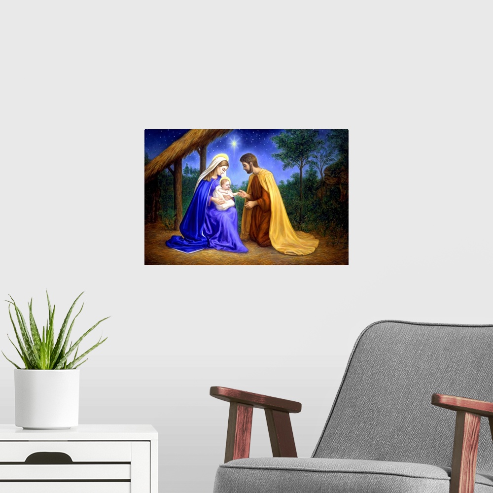 A modern room featuring Baby Jesus