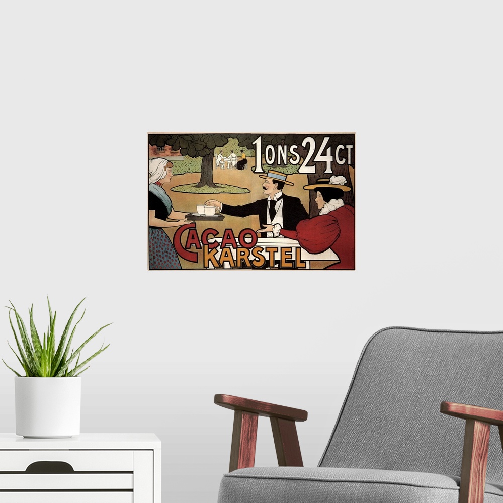 A modern room featuring Cocoa Karstel - Vintage Chocolate Advertisement