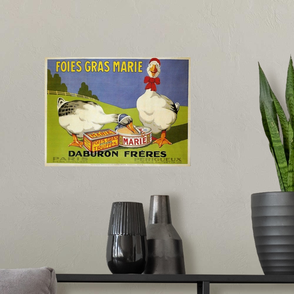 A modern room featuring Foies Gras Marie - Vintage Liver Advertisement