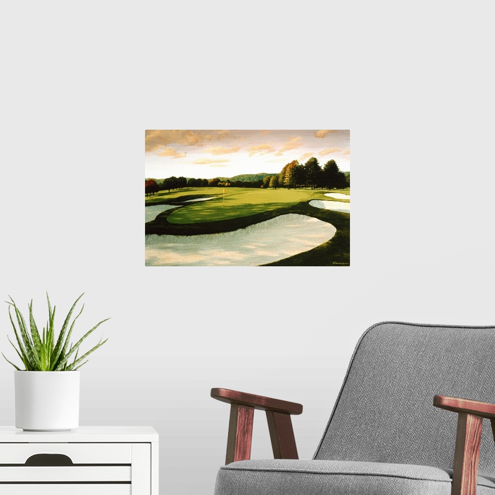 A modern room featuring Golf Course  VIII