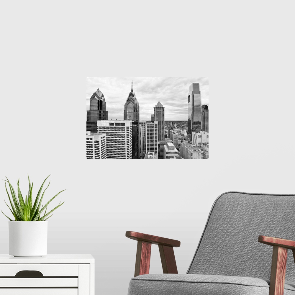 A modern room featuring Philly Skyline