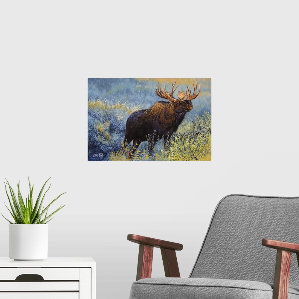 A modern room featuring moose