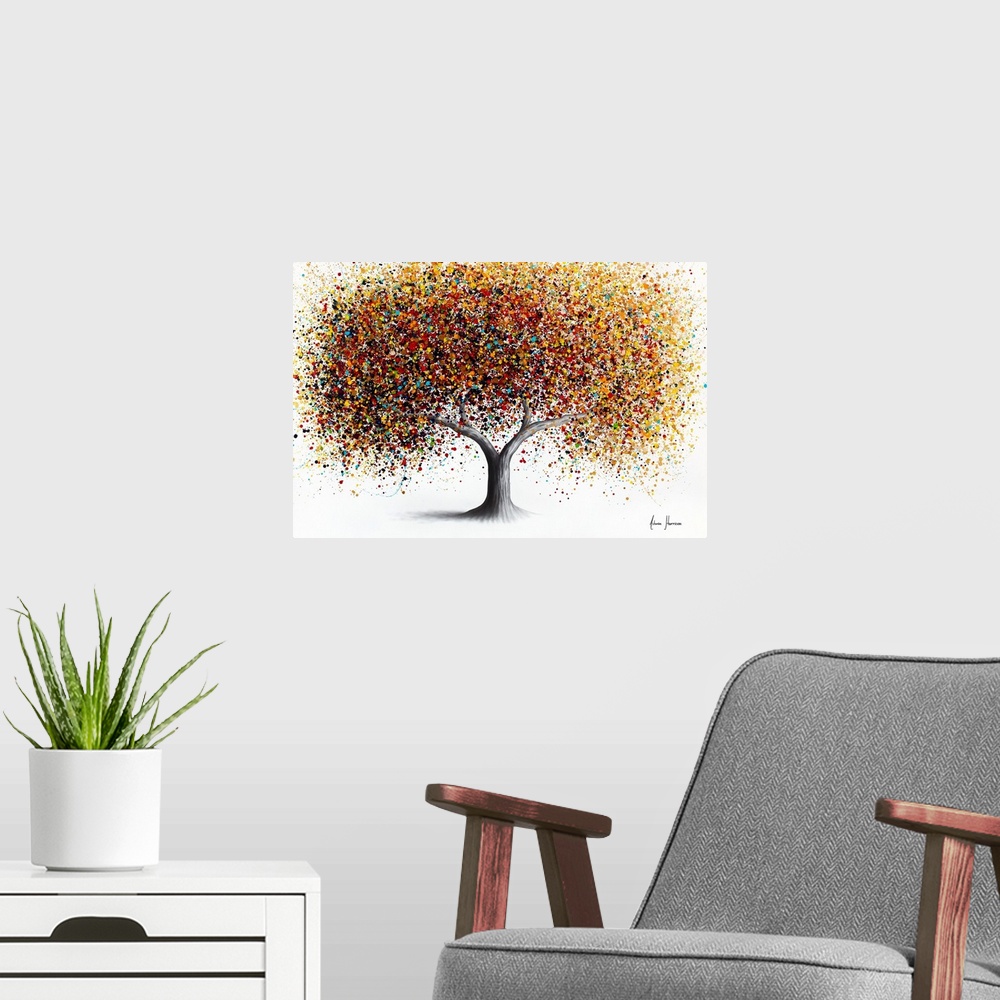 A modern room featuring Glorious Golden Tree