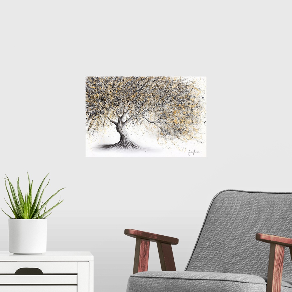 A modern room featuring Golden Onyx Tree