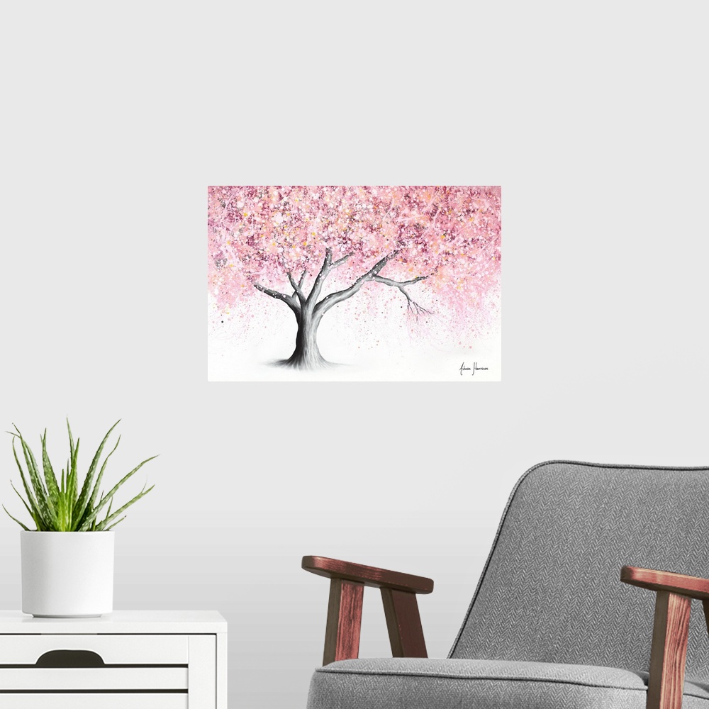 A modern room featuring Mountain Blossom Tree