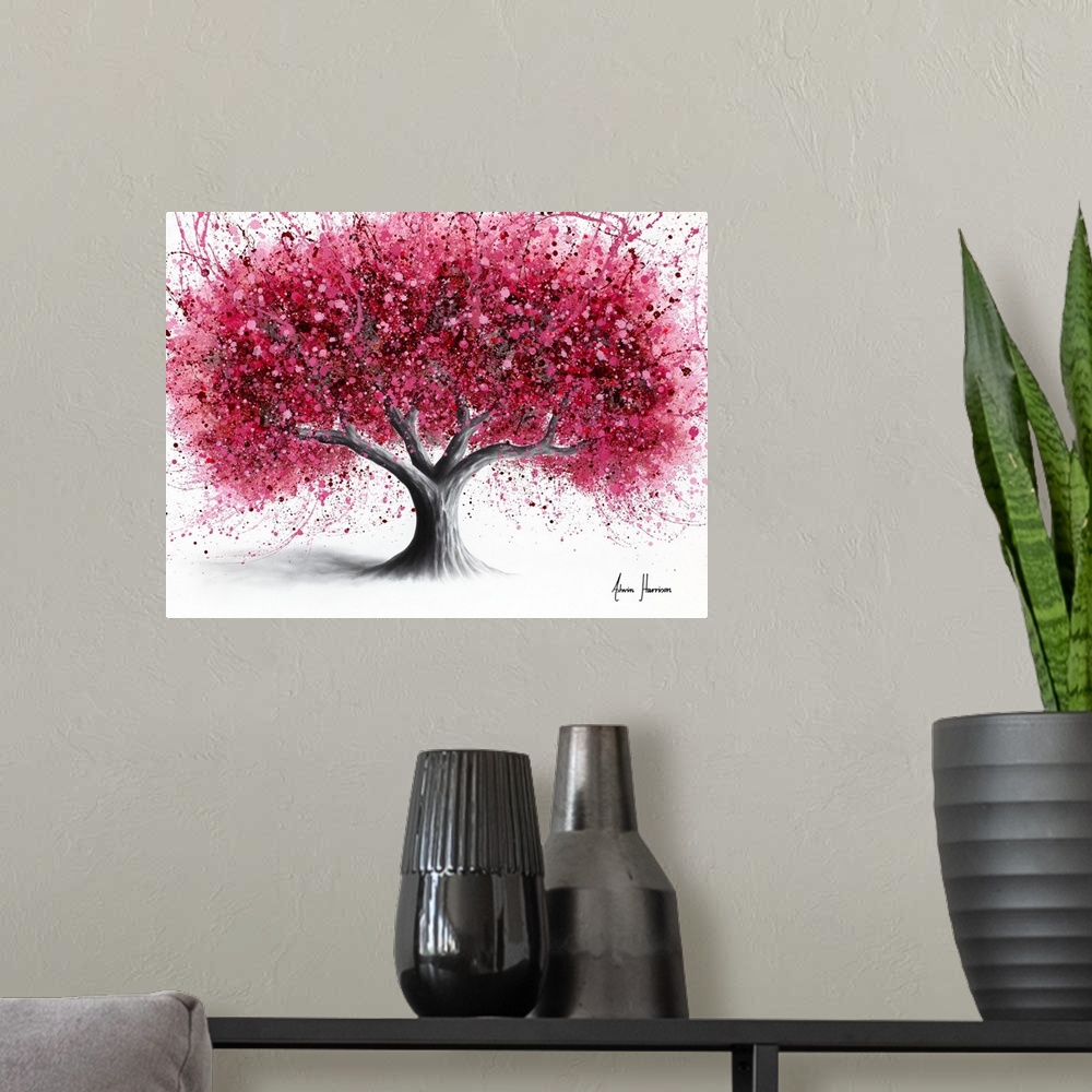 A modern room featuring Raspberry Blush Tree
