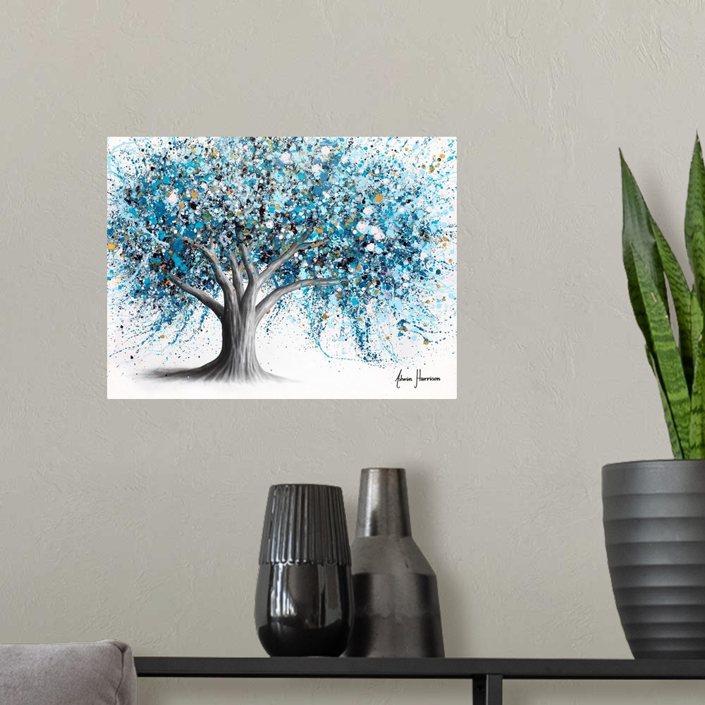 A modern room featuring Snow Sparkle Tree