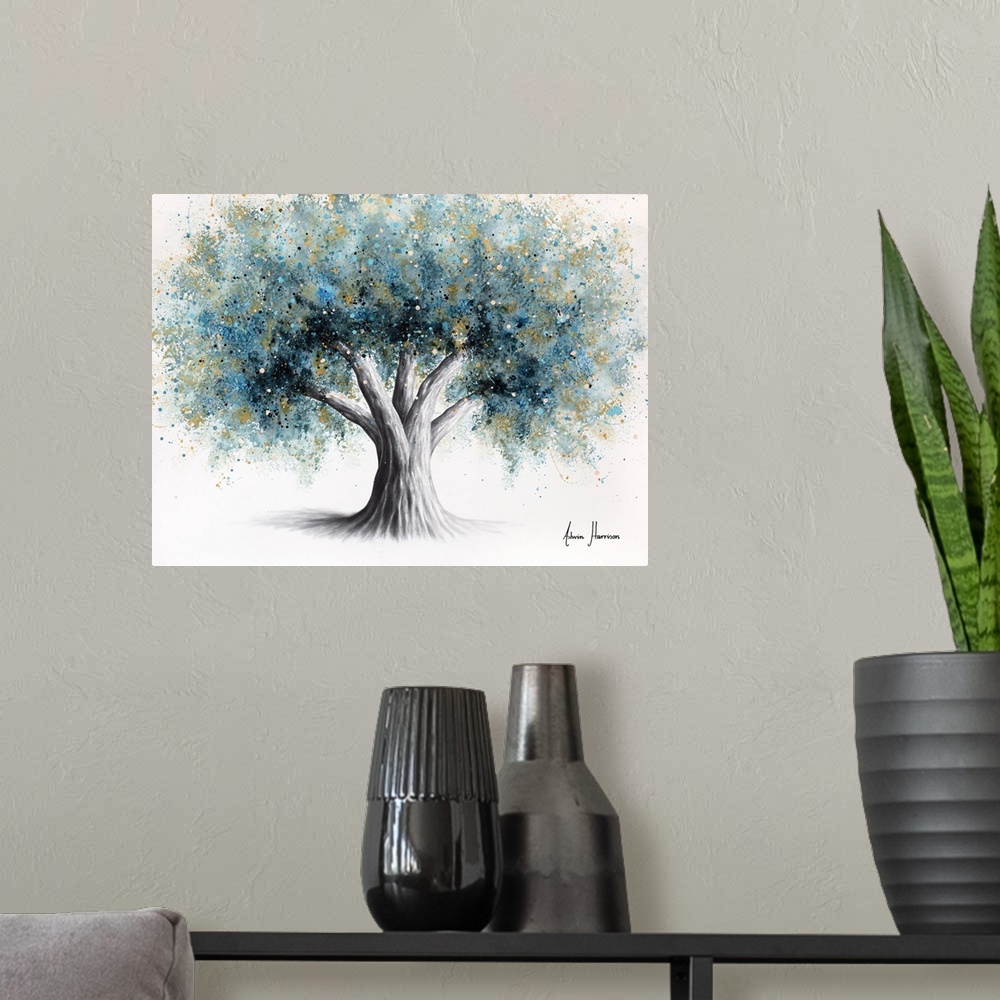 A modern room featuring Sombra Azul Tree