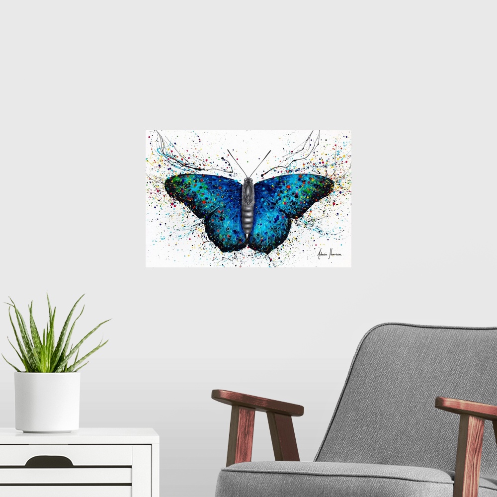 A modern room featuring Sparkling City Butterfly