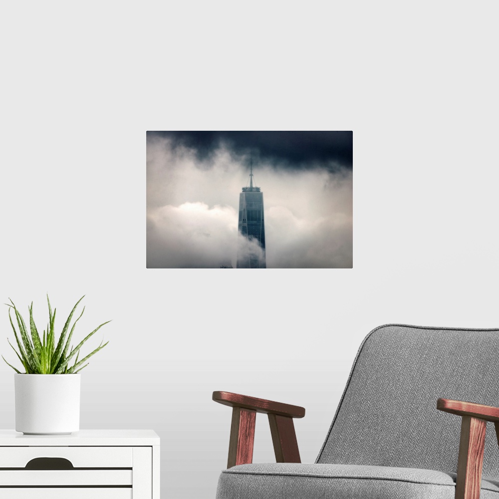 A modern room featuring Freedom Tower Among Clouds