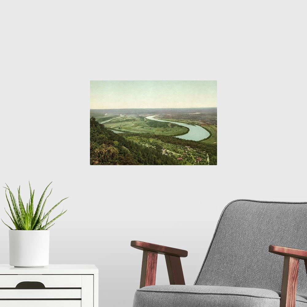 A modern room featuring Vintage photograph of Chattanooga from Lookout Mountain, Tennessee
