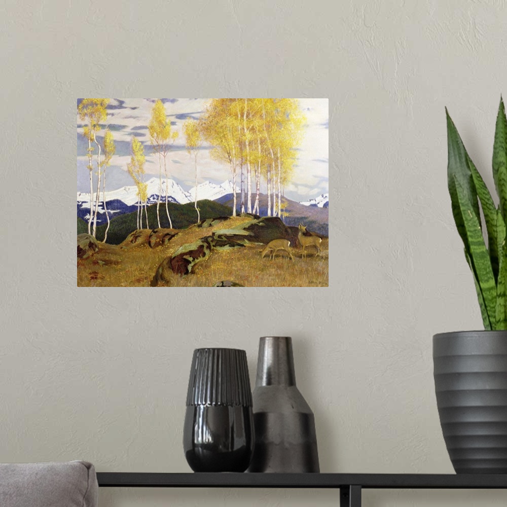 A modern room featuring Autumn in the Mountains