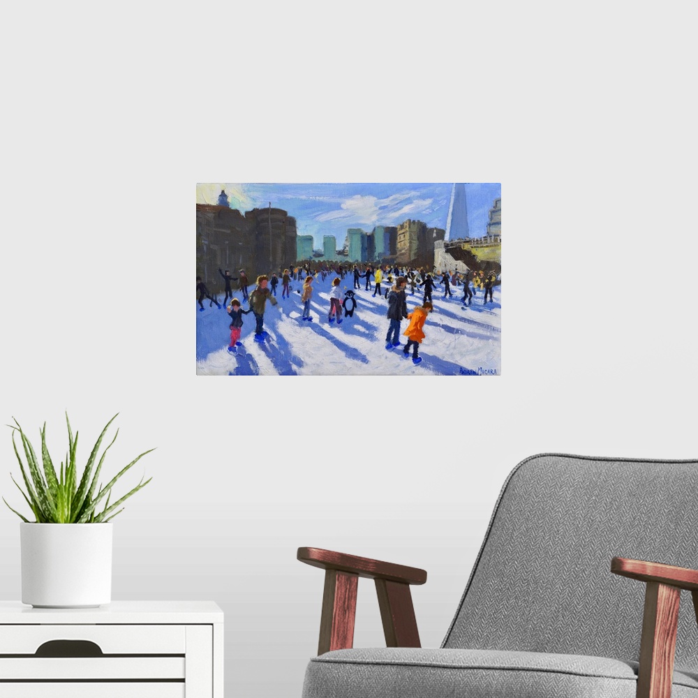A modern room featuring Christmas, Tower of London Ice Rink, 2018, (originally oil on canvas) by Macara, Andrew