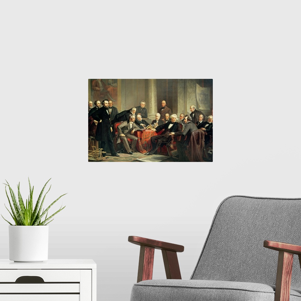 A modern room featuring XTD68566 Men of Progress: group portrait of the great American inventors of the Victorian Age, 18...
