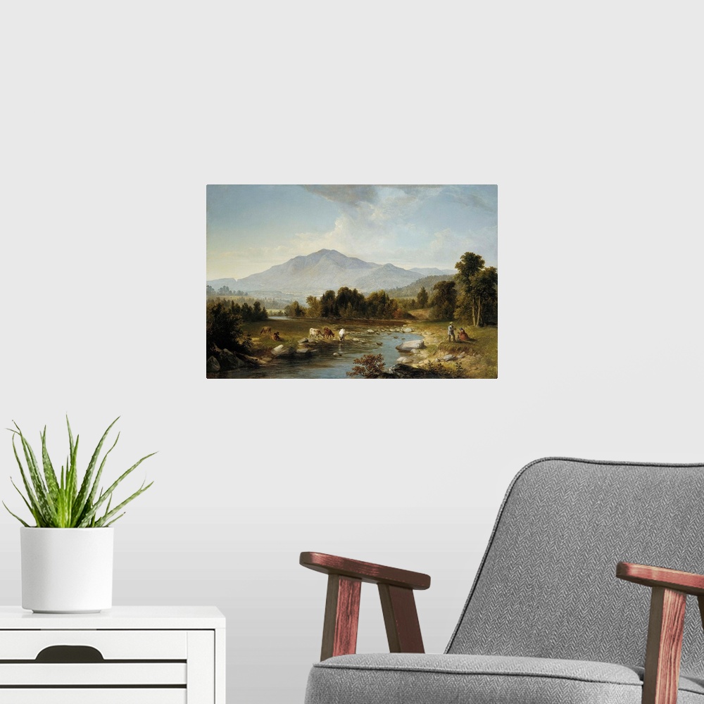 A modern room featuring Originally oil on canvas. Panorama painted from a location near present day Boiceville, NY.   Muc...