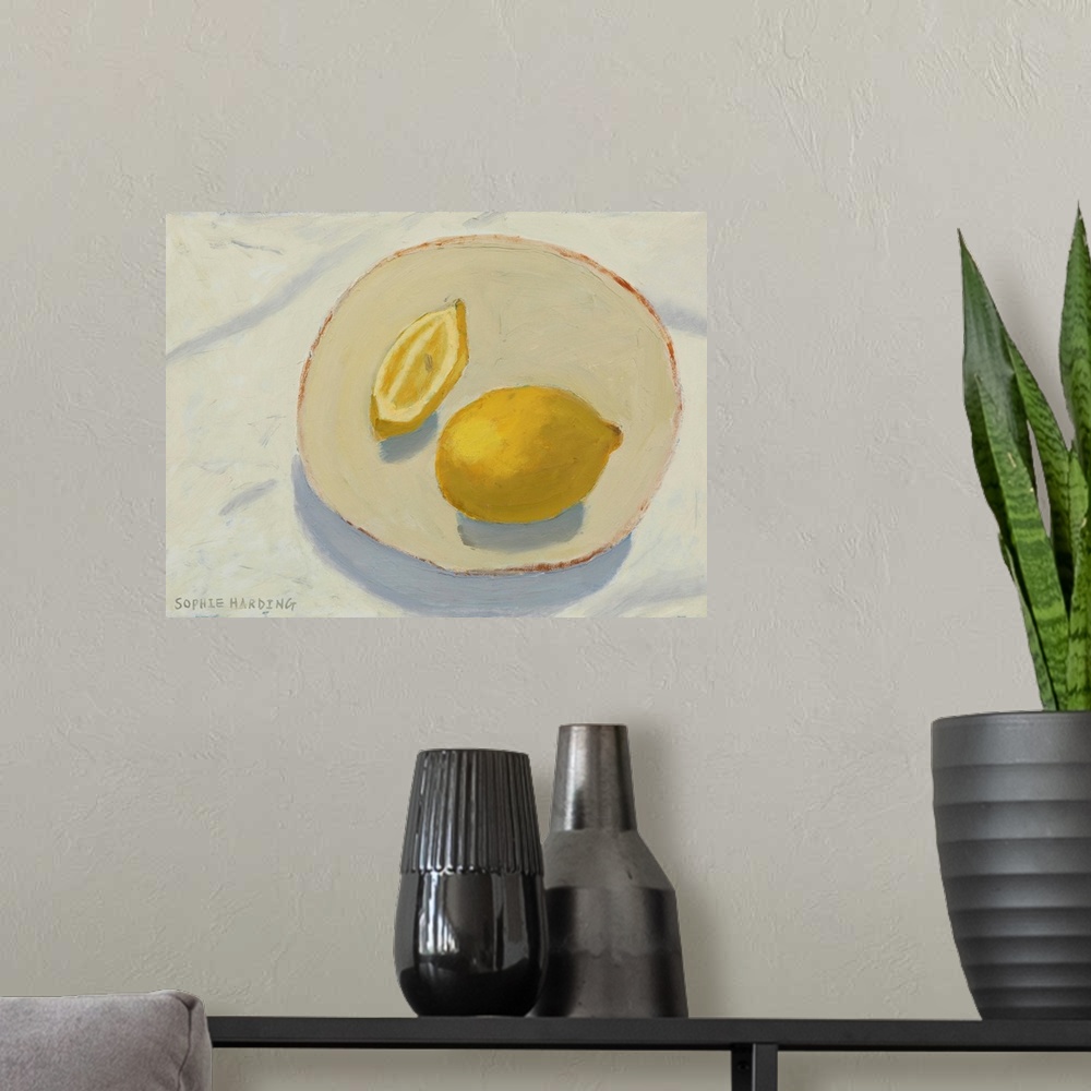 A modern room featuring Lemons on Handmade Plate