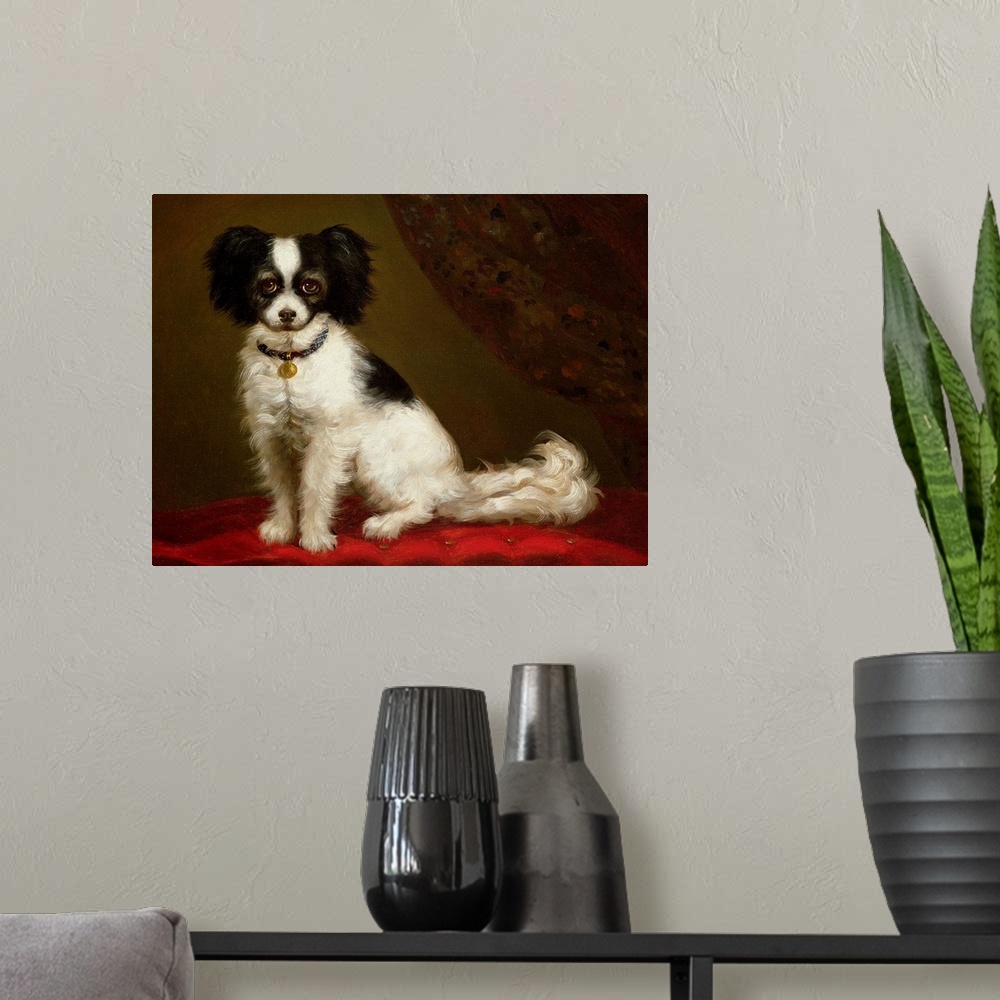 A modern room featuring Portrait of a Spaniel