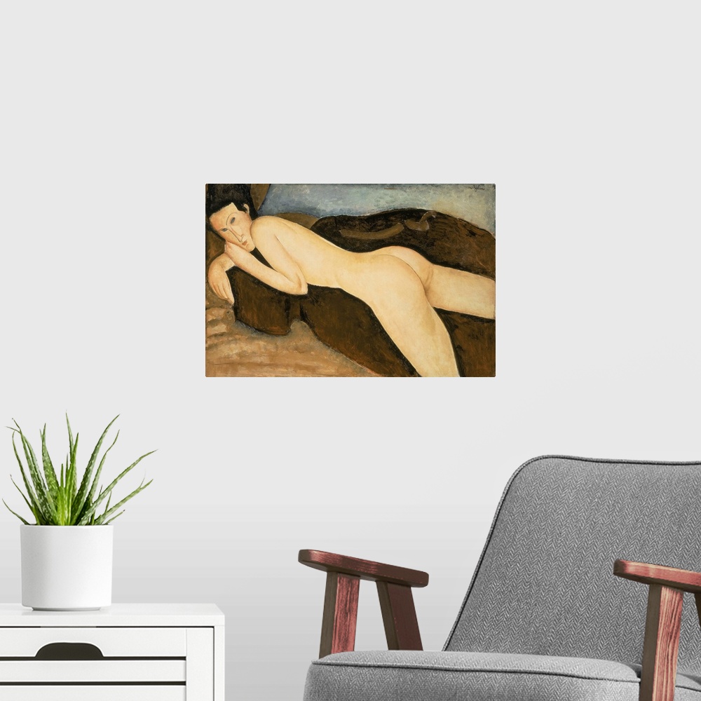 A modern room featuring Reclining Nude From The Back (Nu Couche De Dos), 1917 (Originally oil on canvas)