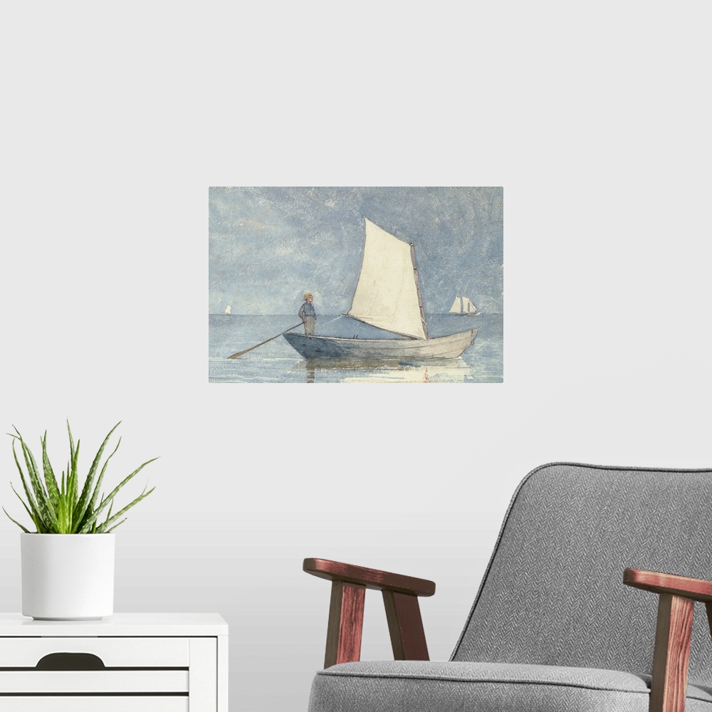 A modern room featuring Sailing a Dory, 1880