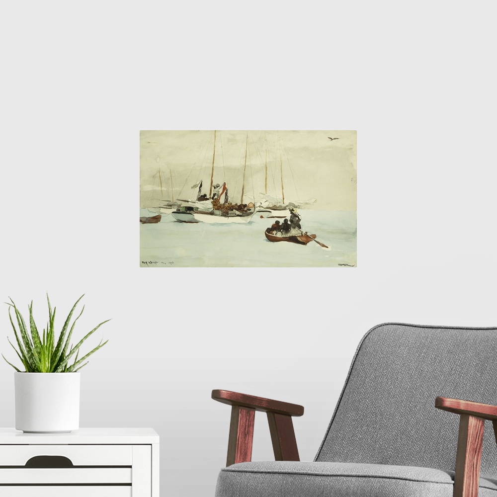 A modern room featuring Schooners At Anchor, Key West, 1903