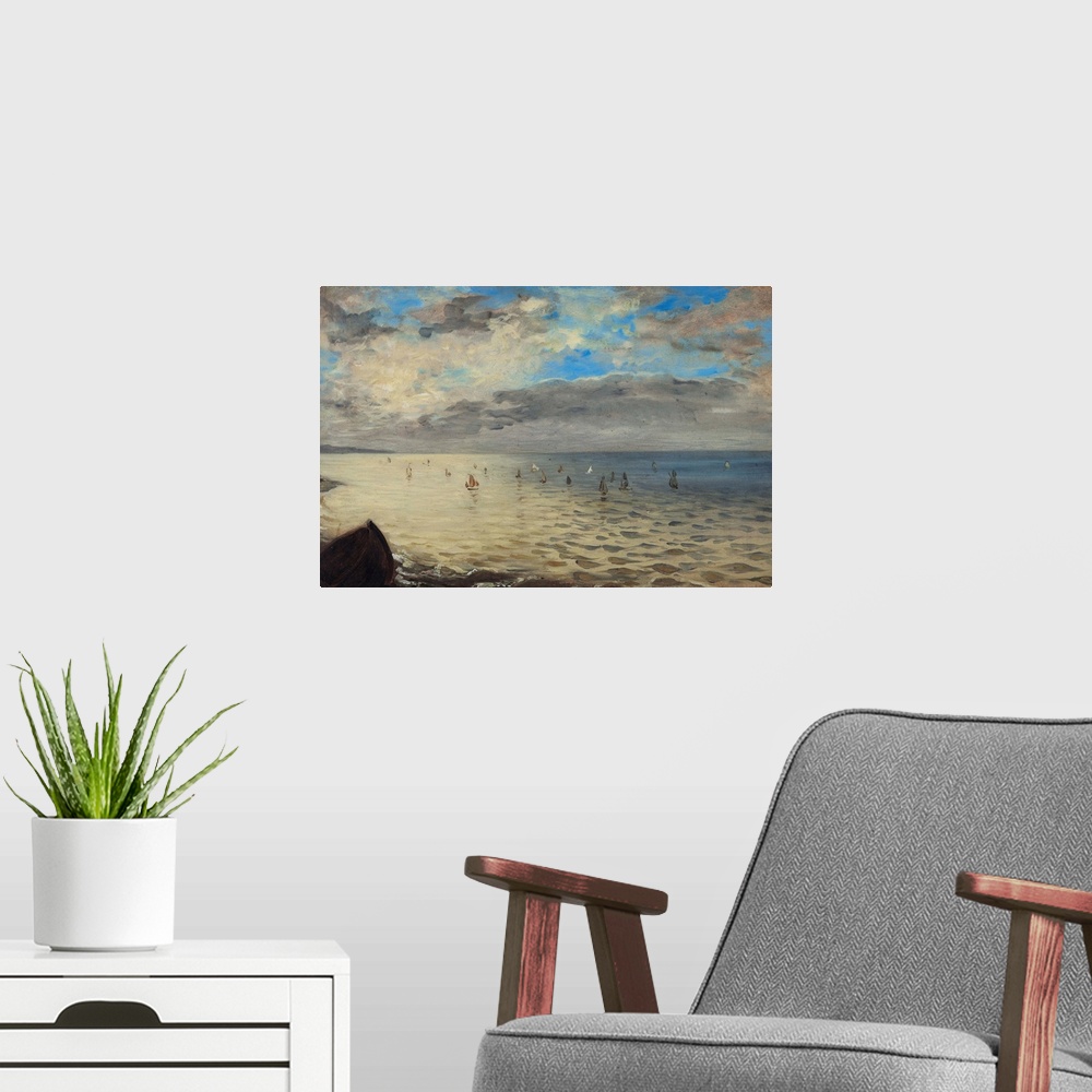 A modern room featuring la mer vue des hauteurs de Dieppe;