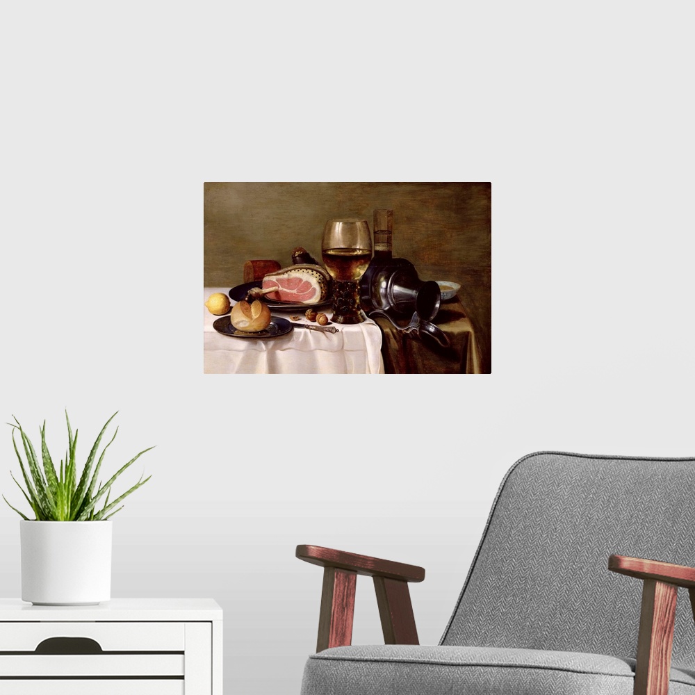A modern room featuring Still Life with Ham