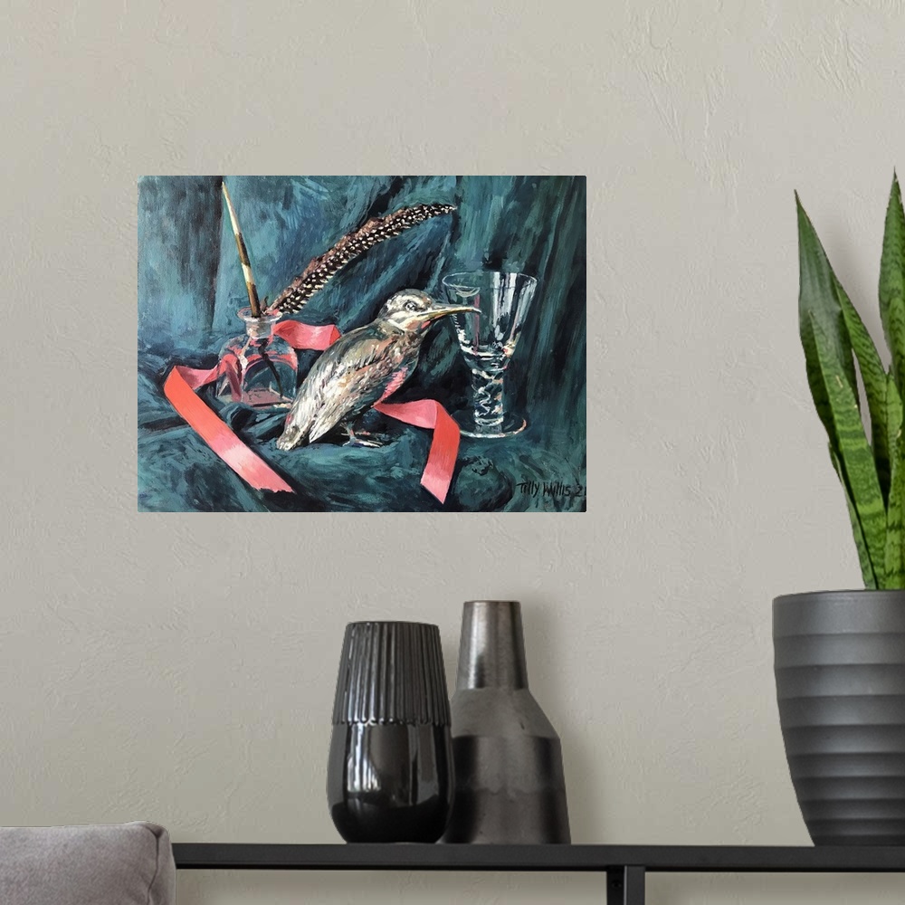 A modern room featuring Still Life With Silver Bird, 2021