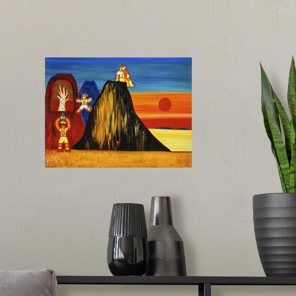 A modern room featuring The quiver tree in the cave, 2003. Originally oil on linen.