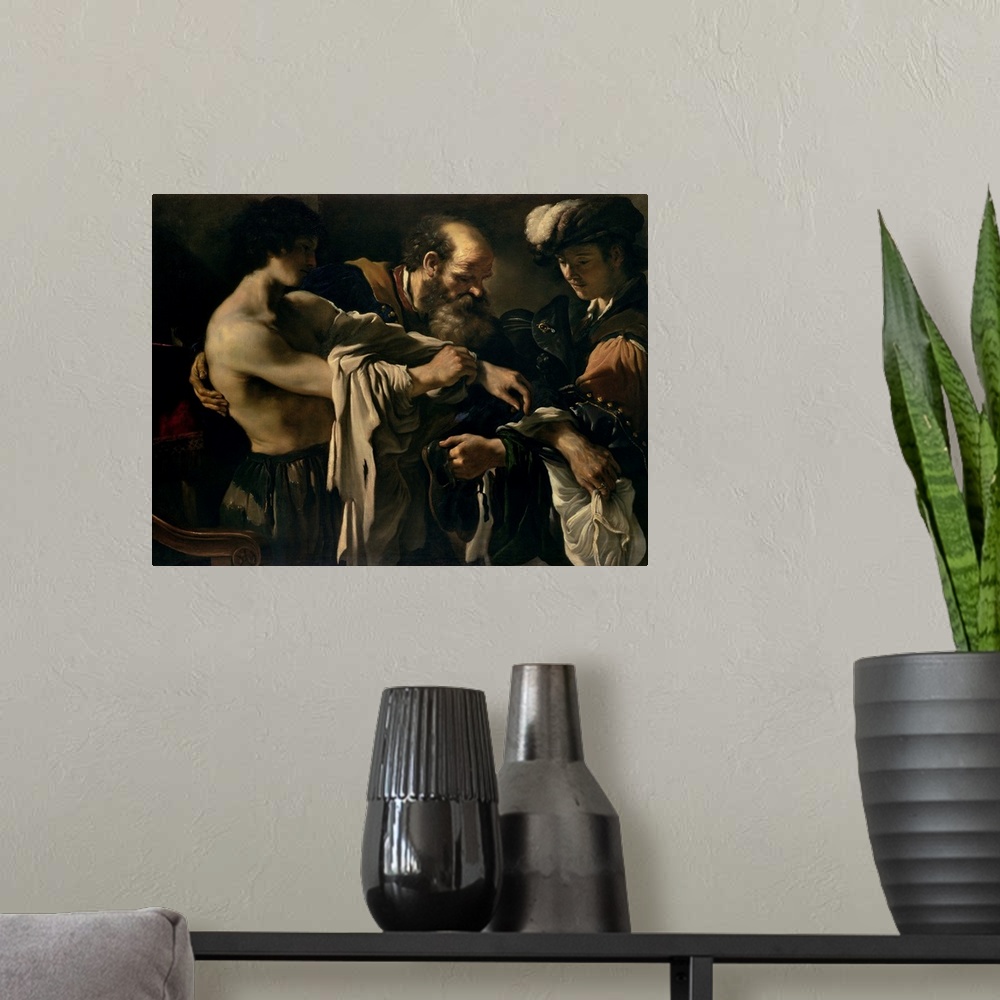 A modern room featuring XAM70498 The Return of the Prodigal Son  by Guercino (Giovanni Francesco Barbieri) (1591-1666); o...